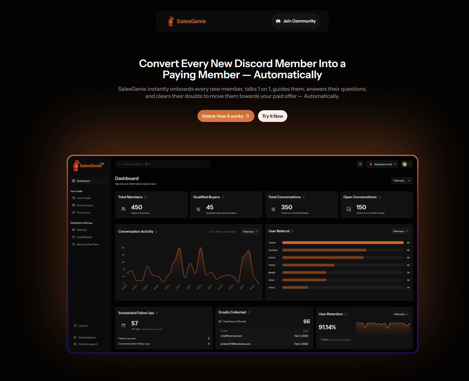 SalesGenie landing page