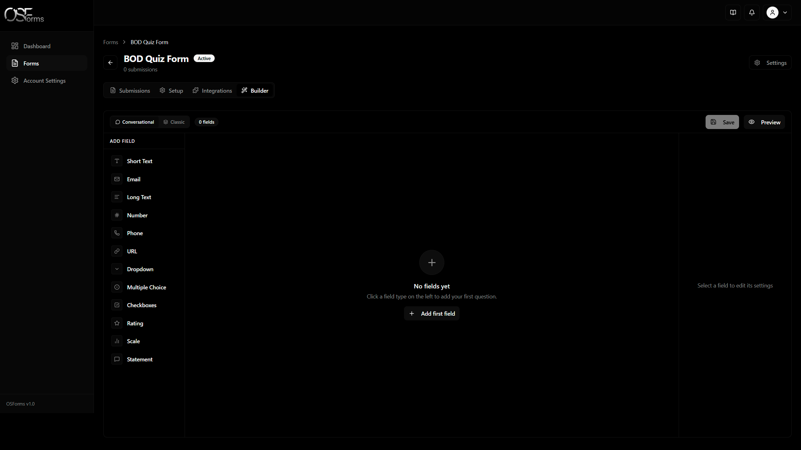 OSForms classic mode vs conversational mode
